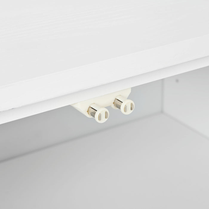 Modern Wood Sideboard Cabinet With Carved Door Panels, Adjustable Shelves, And Sturdy Metal Legs