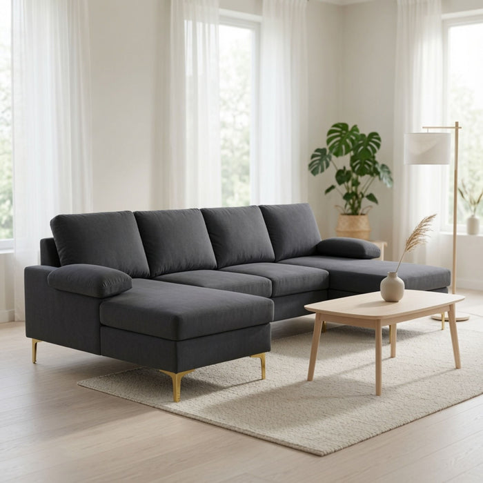 U - Shaped Sectional Sofa With Double Chaise