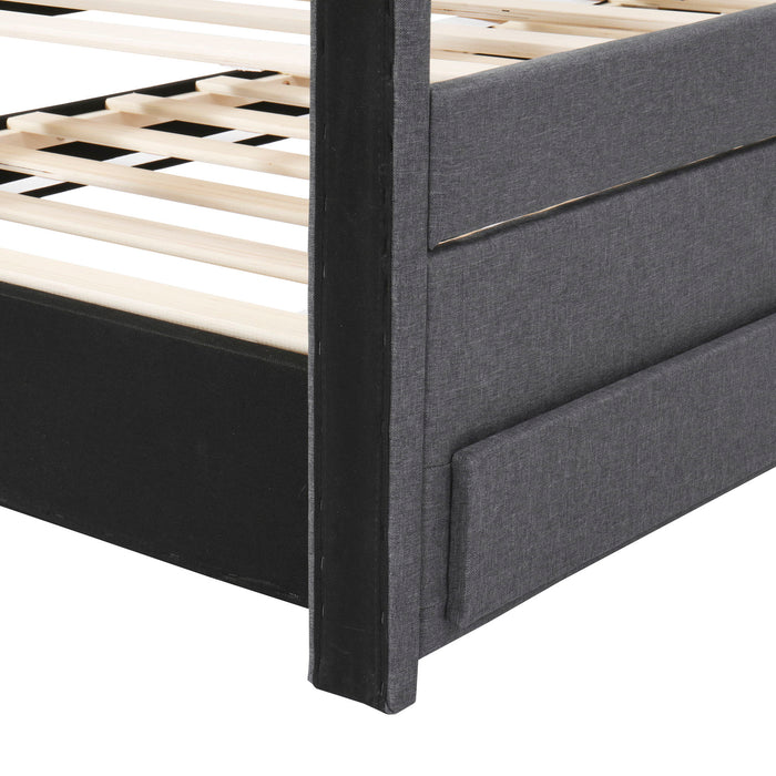 Upholstered Design Platform Bed With Trundle