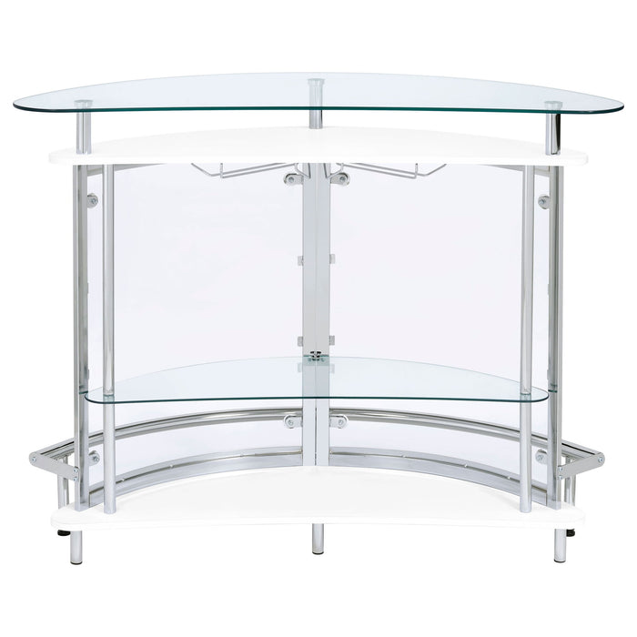 Strick - Freestanding Glass Top Home Bar Wine Cabinet - White