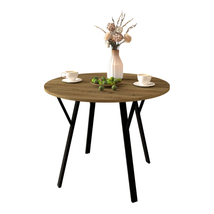 Round Dining Table, For 2 - 4 People - Rustic Brown