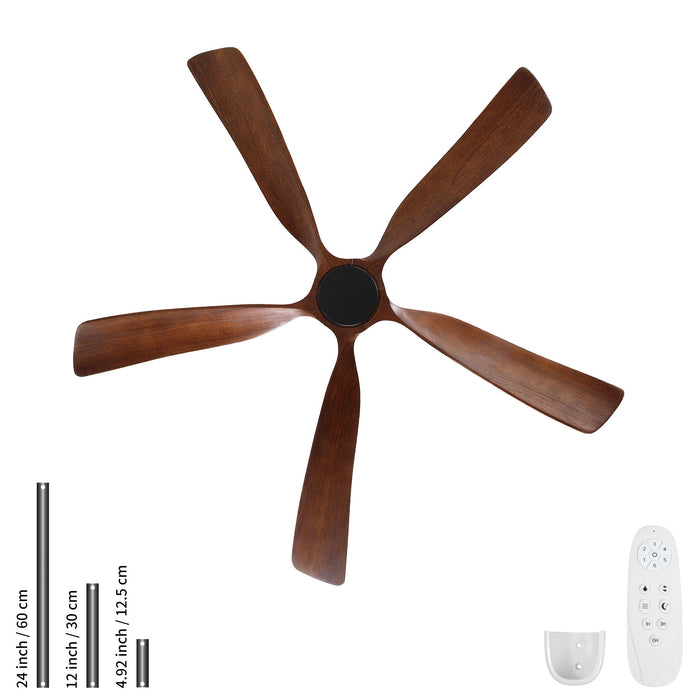 Ceiling Fan With Light And Remote Control, Noiseless, 6 Speeds Reversible, Quiet DC - Matte Black