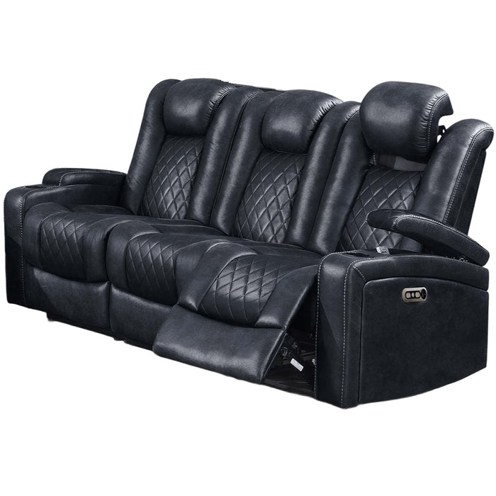 Power Reclining Sofa With Adjustable Headrest - Inky Blue