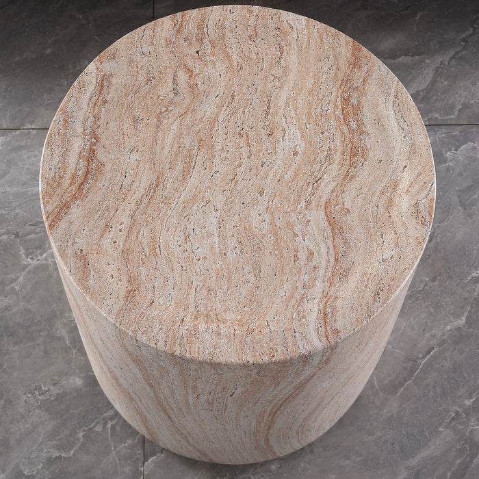 Tall Cylindrical Accent Coffee Table In - Beige / Yellow