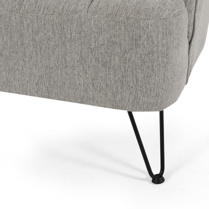 Modern Loveseat With Channel Stitching And Iron Legs - Light Gray