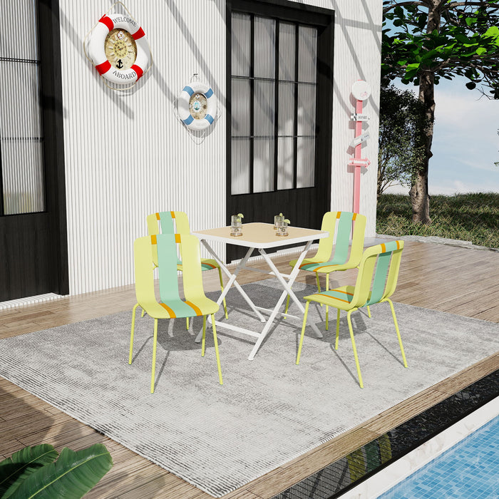 Modern Striped Blocking Single Chairs, Waterproof And Fade Resistant (Set of 4)