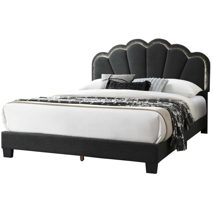 Bed With Floral Design Headboard And Built In LED Lighting