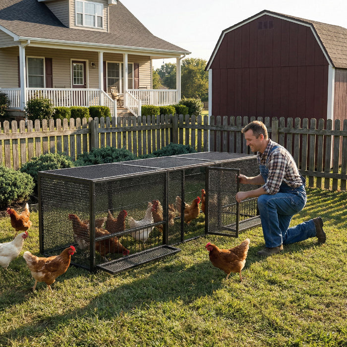 Thickened Chicken Coop For Outdoor - Black / Silver