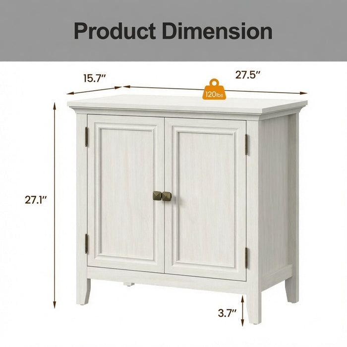 2 Door Buffet Cabinet With Adjustable Shelves - Matte White / Grayish