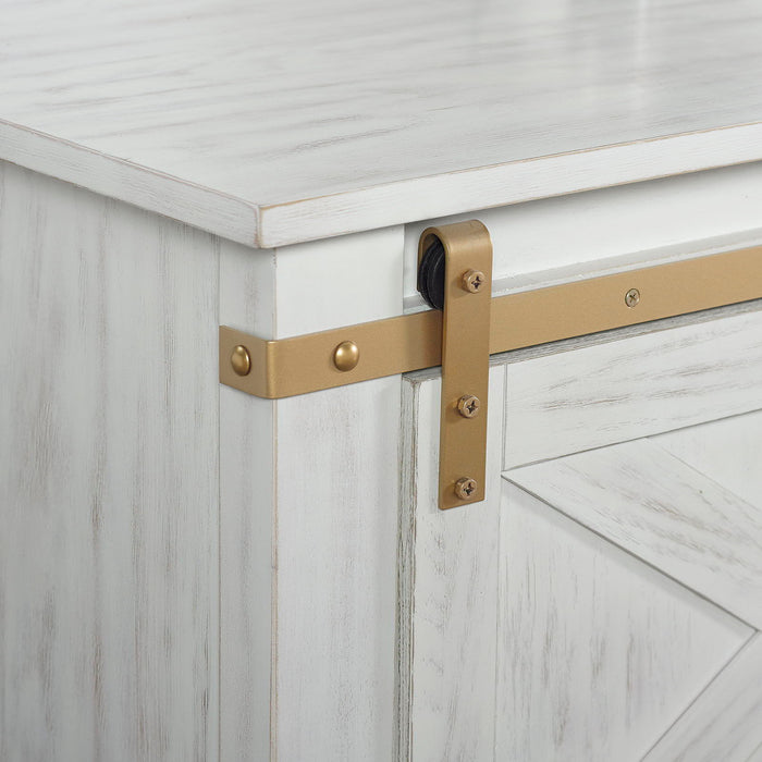 Console Table With Storage Drawer And Open Shelves - Antique White / Gold