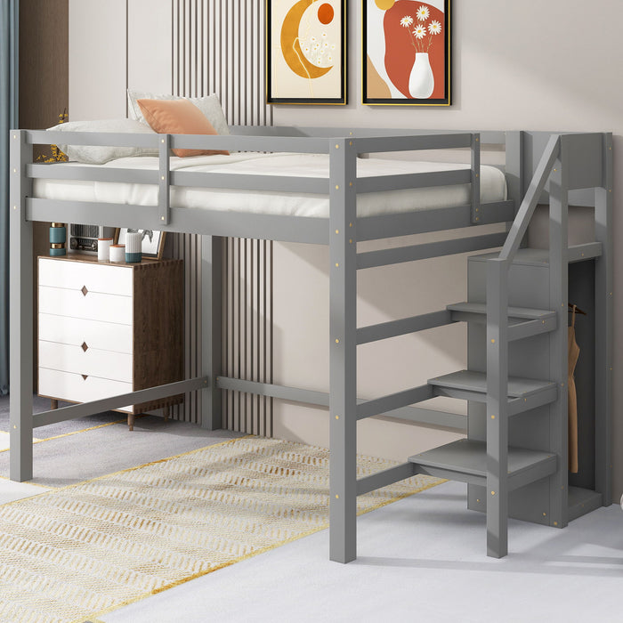Loft Bed With Built In Storage Wardrobe And Staircase