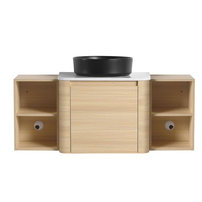 Mounted Bathroom Vanity With Art Sink, 2 Storage Shelves, Soft Close Door