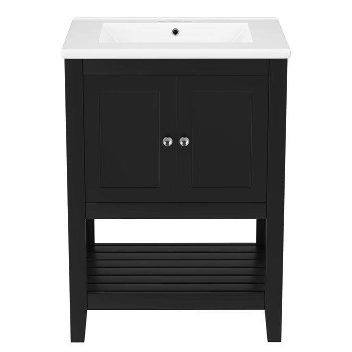 Modern Bathroom Vanity With Sink And Open Shelf