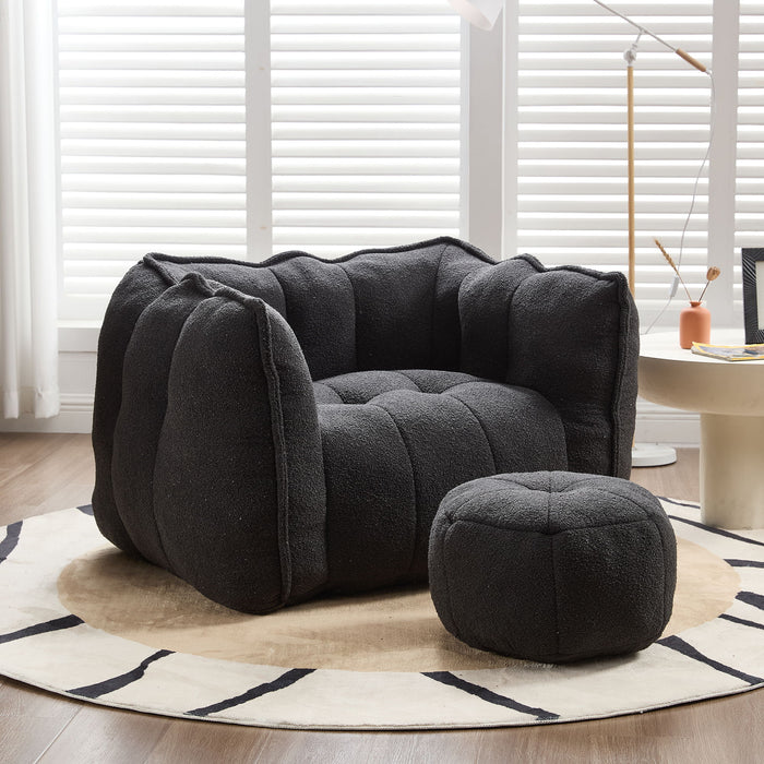 Soft Chenille Bean Bag Chair With High Resilient Foam