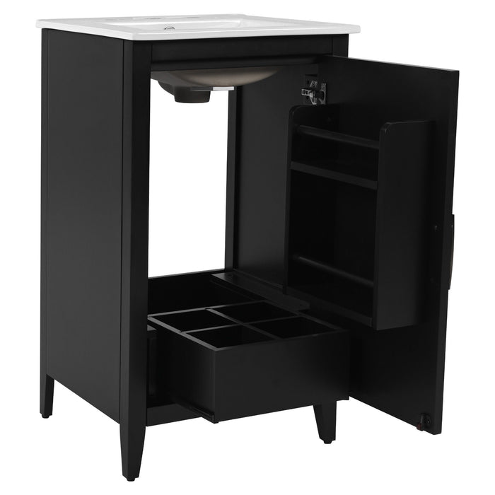 Modern Bathroom Vanity With Sink, Functional Drawer, Soft- Closing Door