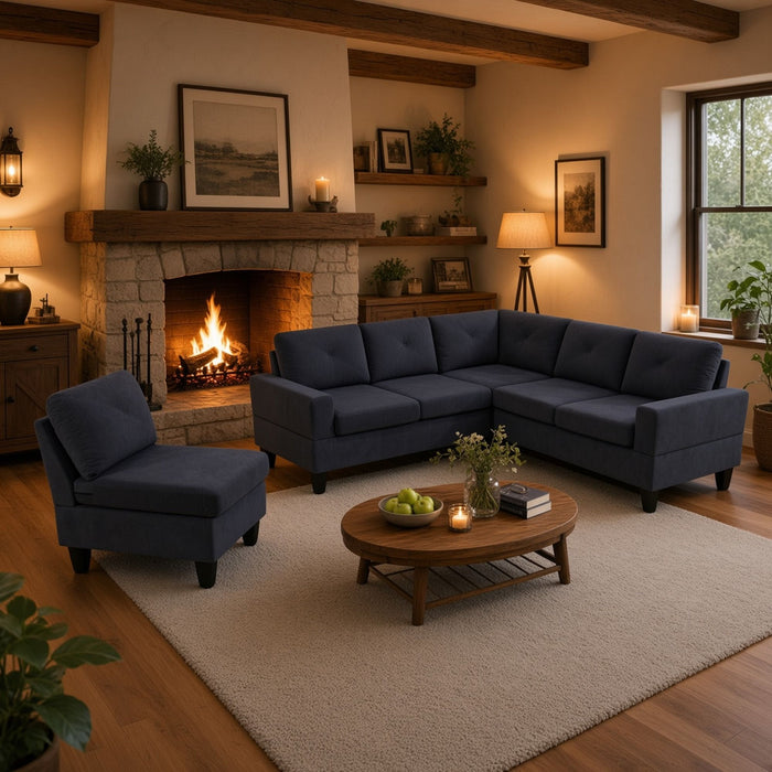 Modular L - Shaped Sectional Sofa 6 Seater 4 Piece Couch With Chaise