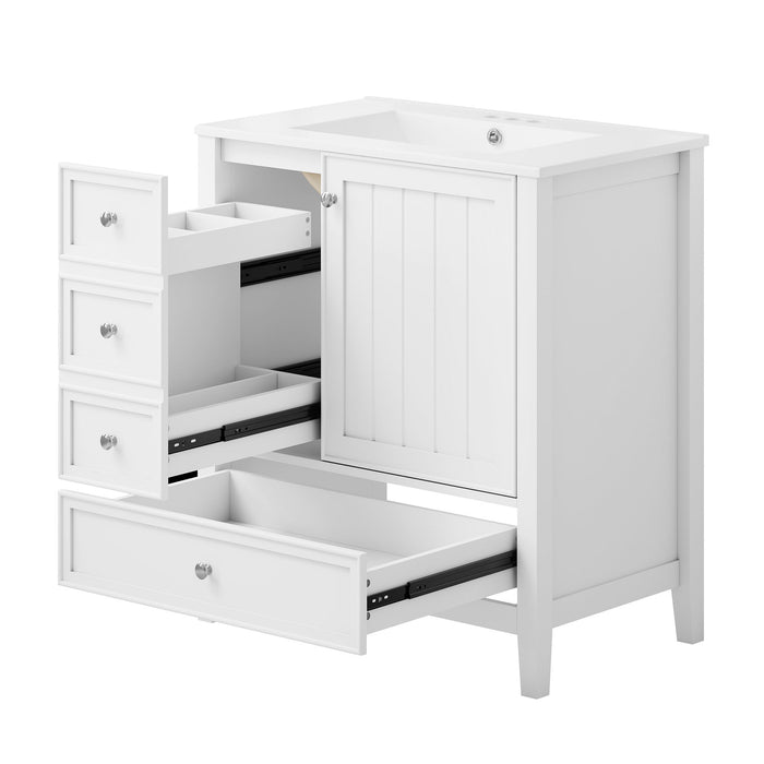 Modern Bathroom Vanity With Sink, 1 Cabinet & 3 Drawers