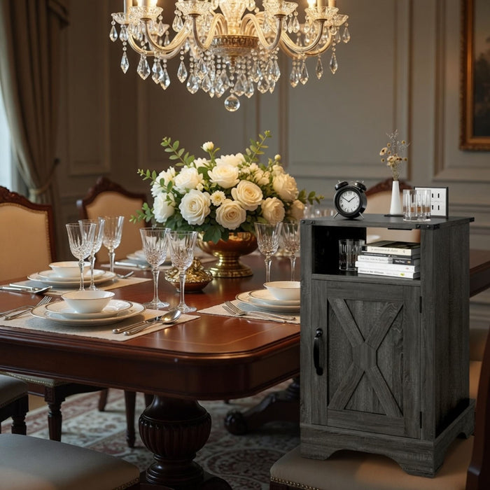 Farmhouse Nightstand, Charging Station & Storage