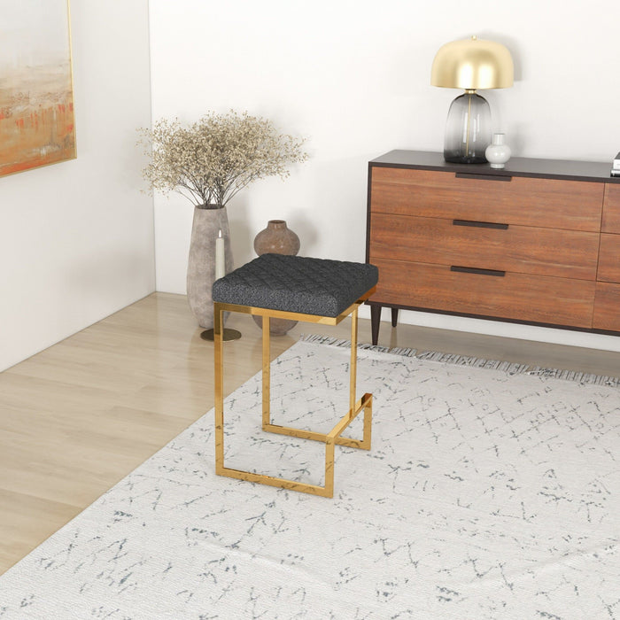 Joel - Mid-Century Modern Luxury Upholstered Stool - Black / Gold