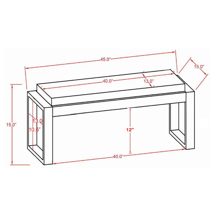 Sled - Leg Accent Bench With Abstract Upholstery - White
