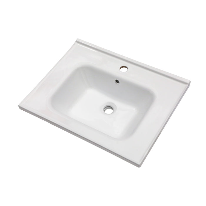 Rectangular Single Vanity Top With 1 Faucet Hole And Overflow Ceramic