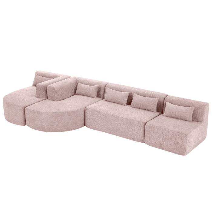 Upholstered Sofa Free Combined Sofa Couch With 2 Chaise Lounge And Five Back Pillows For Living Room