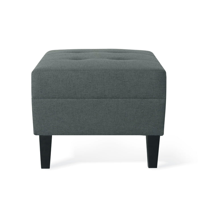 Classic Ottoman With Birch Wood Legs And Fabric Upholstery