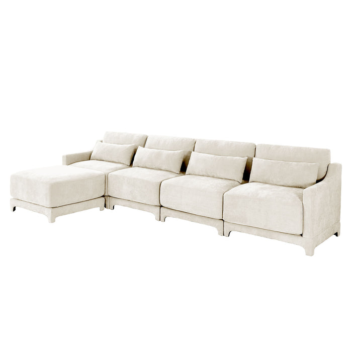 Stylish Sofa With Ottoman And Lumbar Pillows, Ergonomic Design