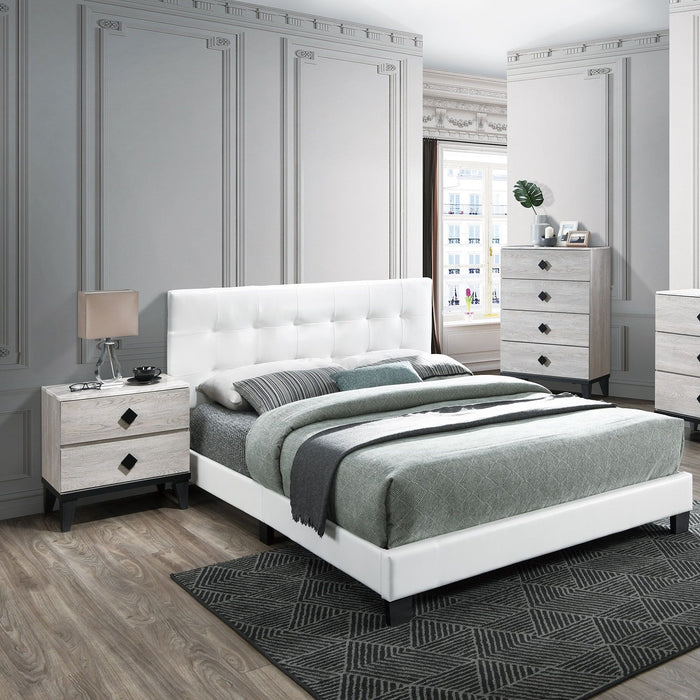 Modern Style Bed With Upholstered Rectangle Headboard