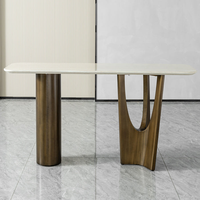 Console Table - Antique Bronze / Beige