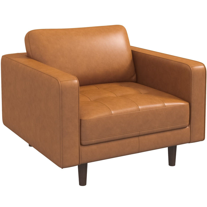 Catherine - Leather Lounge Chair Leather - Brown / Tan
