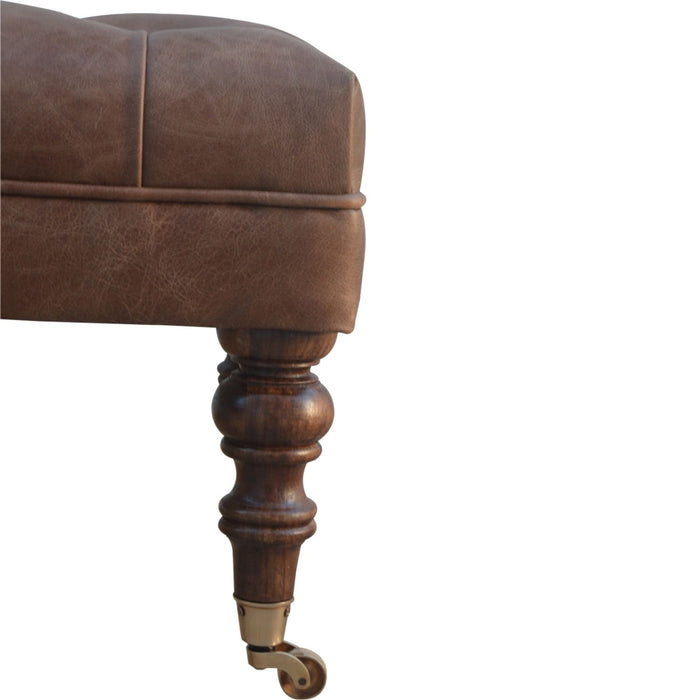 Buffalo - Leather Ottoman With Castor Legs
