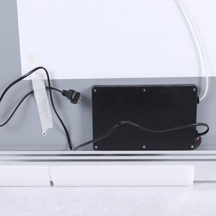 Modern LED Bathroom Vanity Mirror With Aluminum Frame, 45° Beveled Lights, Anti Fog - Silver