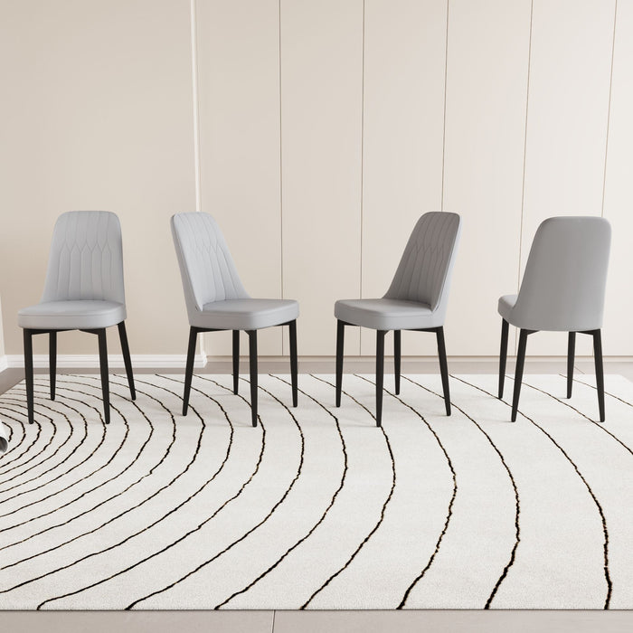 Modern Dining Chair With Cushions And Metal Legs