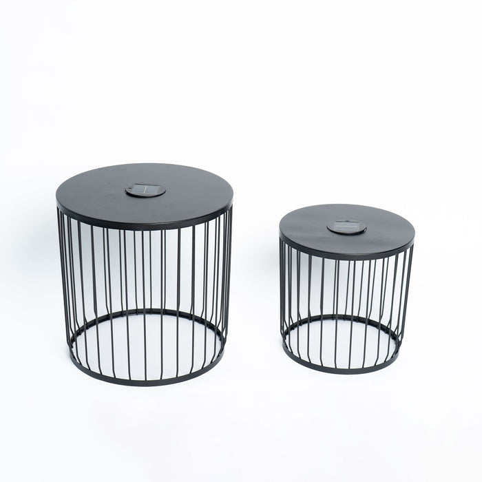 Solar Powered Nesting Side Table Set - Black