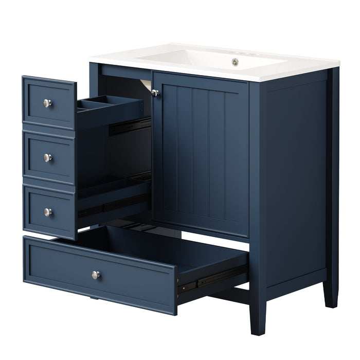Modern Bathroom Vanity With Sink, 1 Cabinet & 3 Drawers