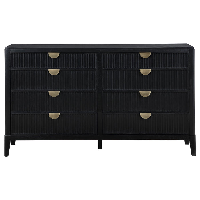 Mason - 8 Drawer Dresser With Fluted Design - Black