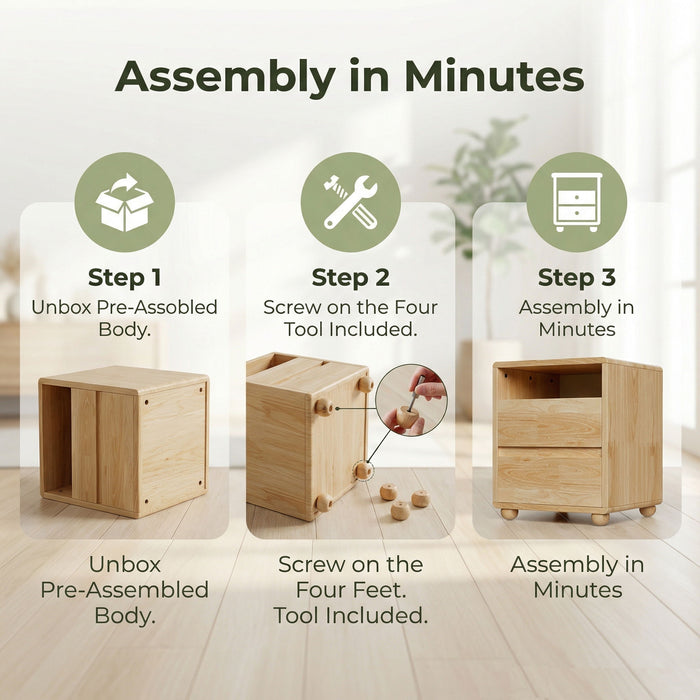 Nightstand With 2 Drawers And Shelves