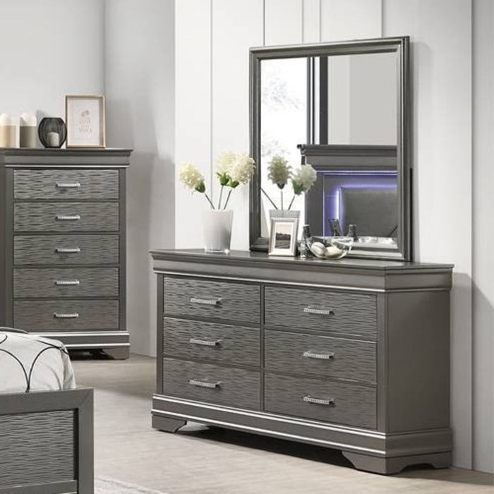 1 Piece Dresser 6 Drawers Bedroom Furniture - Gray