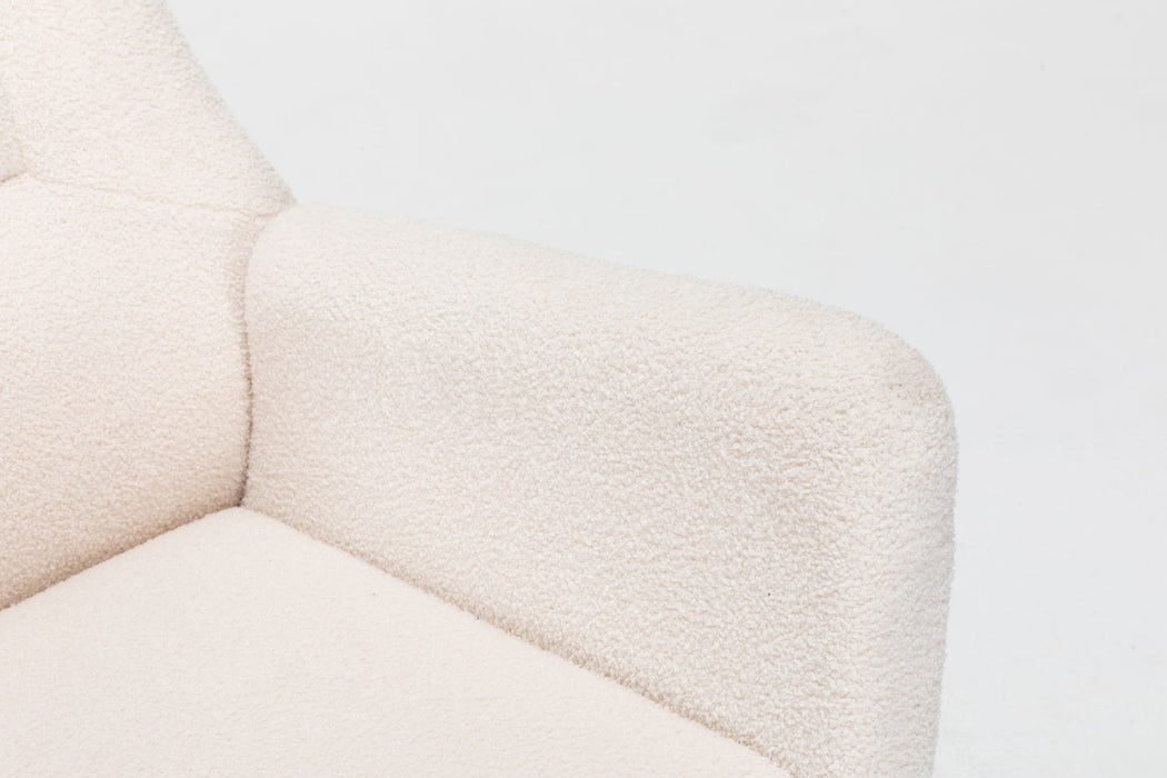 Rocking Chair Nursery, Teddy Upholstered Glider Rocker With High Backrest, Reading Chair Modern Rocking Accent Chairs Glider Recliner For Living Room - Cream