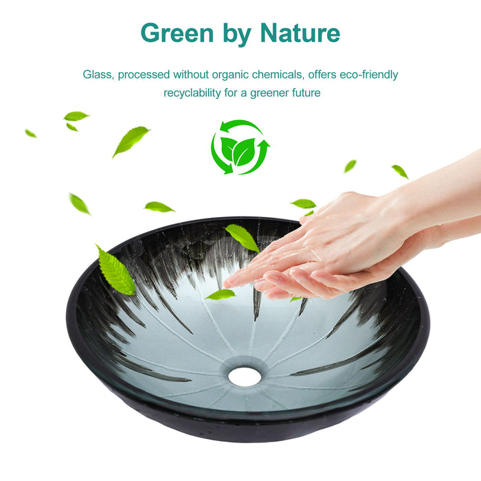 Crackle Vessel Sink With Pop Up Drain, Oval Bathroom Basin - Gray