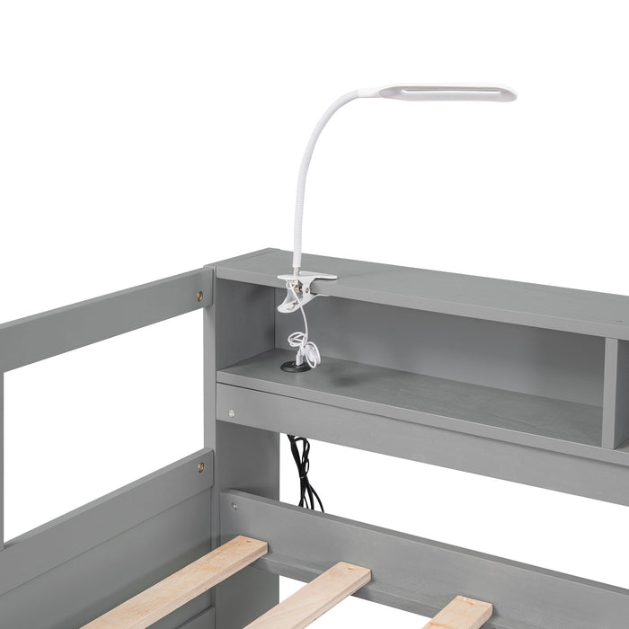 Daybed With 2 Trundles, 3 Storage Cubbies, Built In USB Charging Light