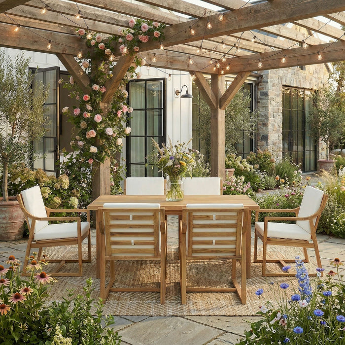 7 Piece Modern Outdoor Dining Set, Patio Furniture