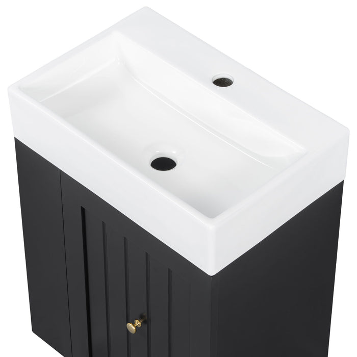 Modern Bathroom Vanity With Sink, Storage Cabinet, Drawer & Side Shelf