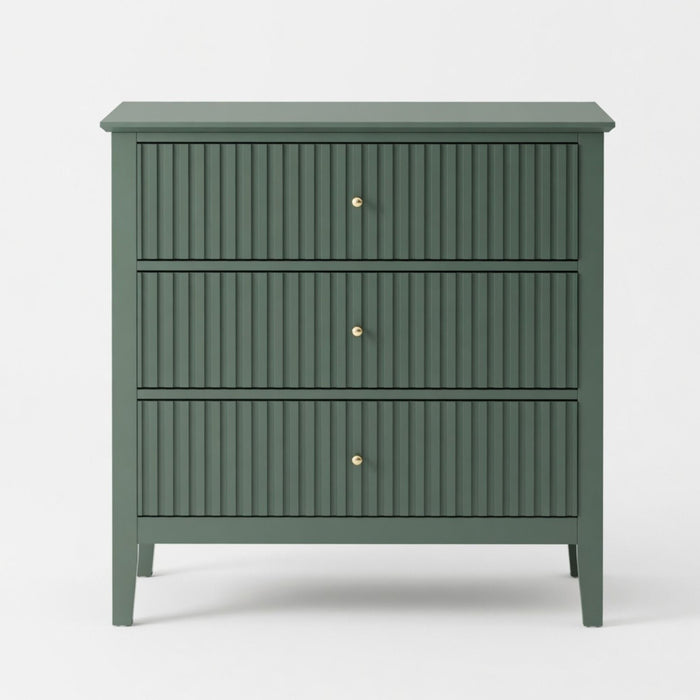 Fluted 3 Drawer Nightstand With Soft Close Slides