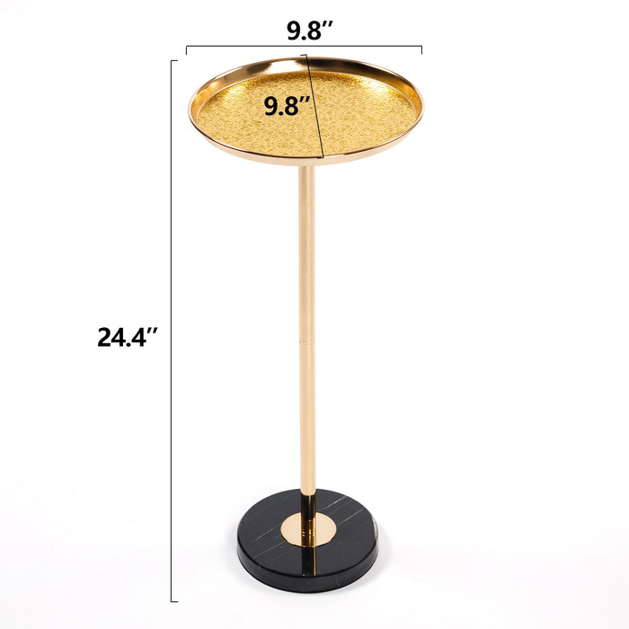 Adjustable Pedestal Side Table For Living Room - Gold / Black