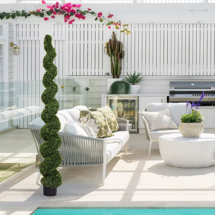 Artificial Outdoor UV Resistant Plastic Boxwood Topiary Spiral Tree