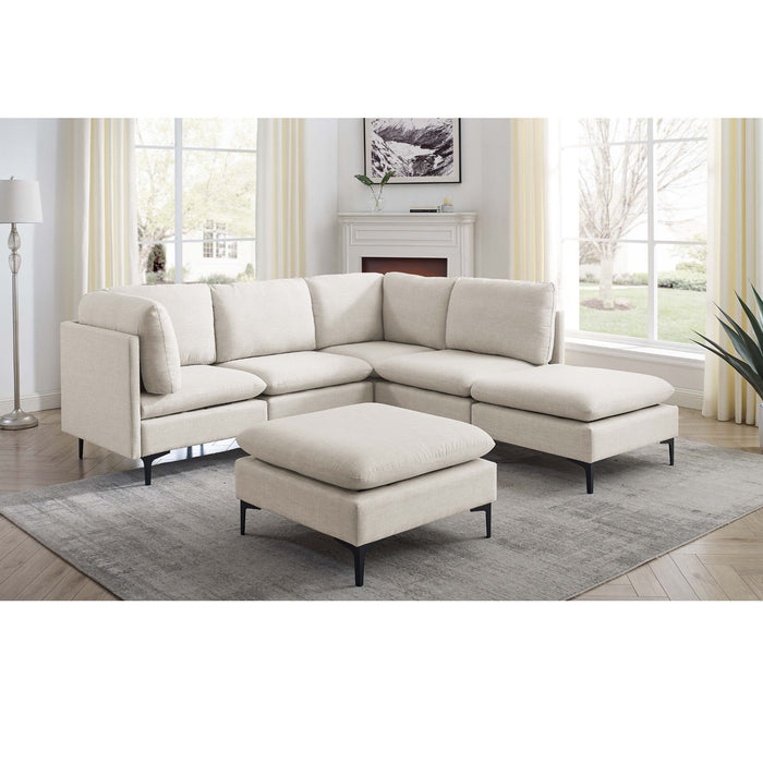 Upholstered Modular Sectional With Medium Firm Seat Cushion - Almond