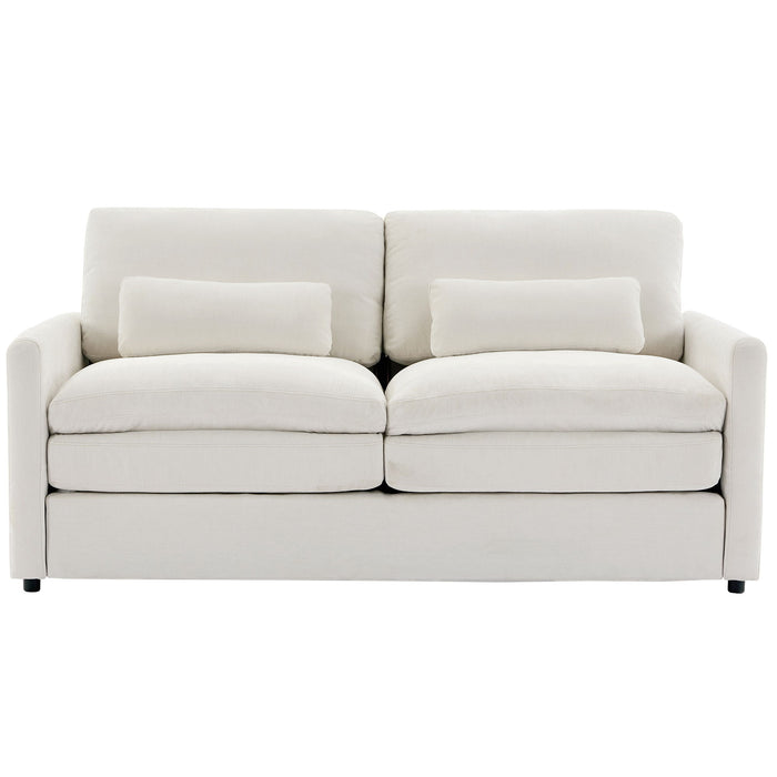 Cozy Upholstered Plush Cushion Loveseat Sofa For Living Room