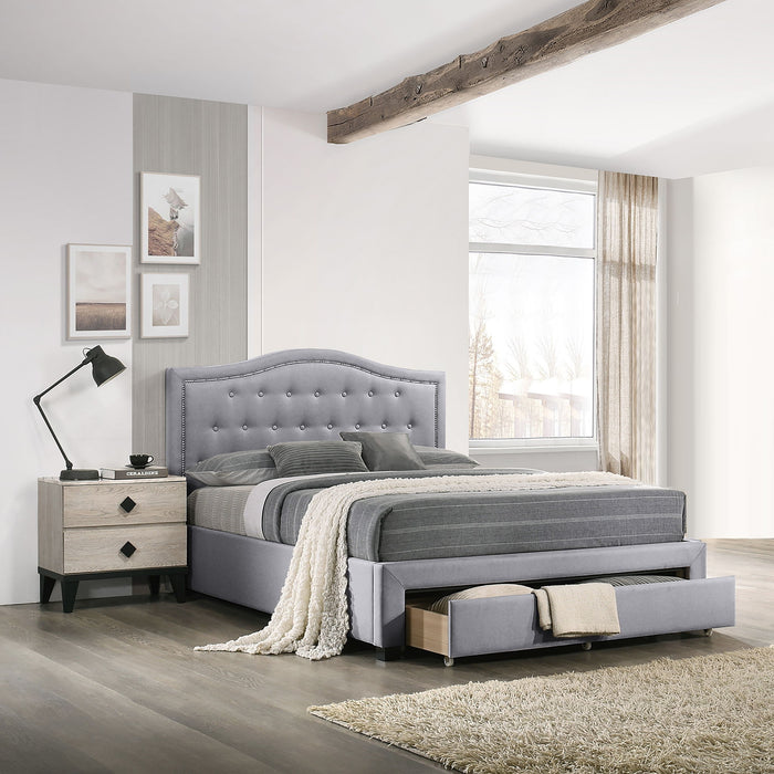 Modern Button Tufted Arch Headboard Bed With Storage Footboard